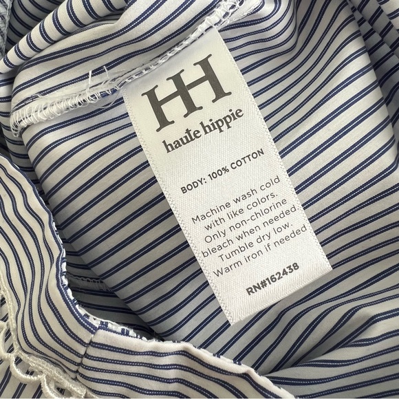 Haute Hippie Playsuit Romper Navy/White Stripe Off Shoulder Size 4 (Small) - Picture 7 of 10